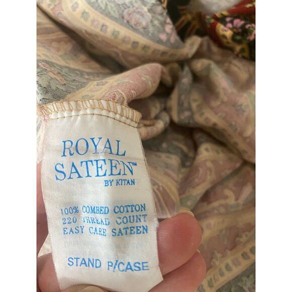 VINTAGE 90s Royal Sateen 100% combed cotton paisley pillowcase (1) - Picture 4 of 4